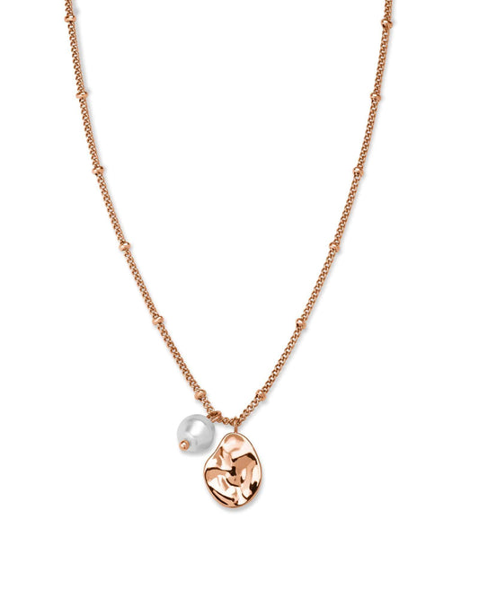 ROSEFIELD Kette TOC Necklace Pearl and waved Charm Rose Gold JTNPRG-J447