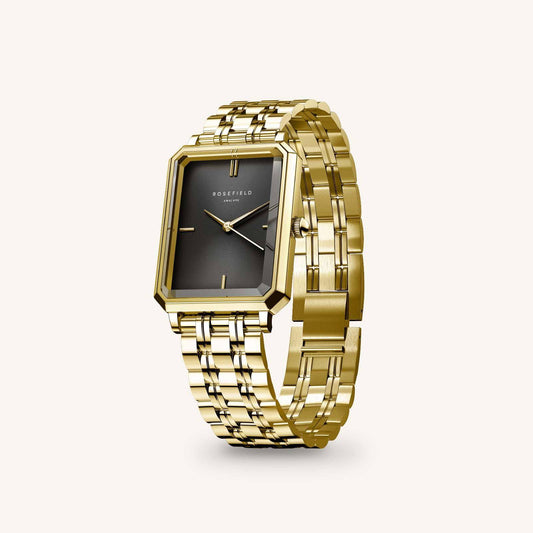 ROSEFIELD Women's Watch Octagon XS Black Sunray Steel Gold OBGSG-O61