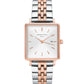 ROSEFIELD Damenuhr The Boxy White Sunray Silver Rosegold Duo QVSRD-Q014
