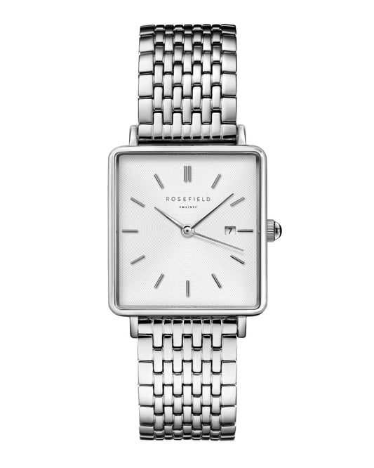 ROSEFIELD Women's Watch The Boxy White Sunray Steel Silver QWSS-Q08