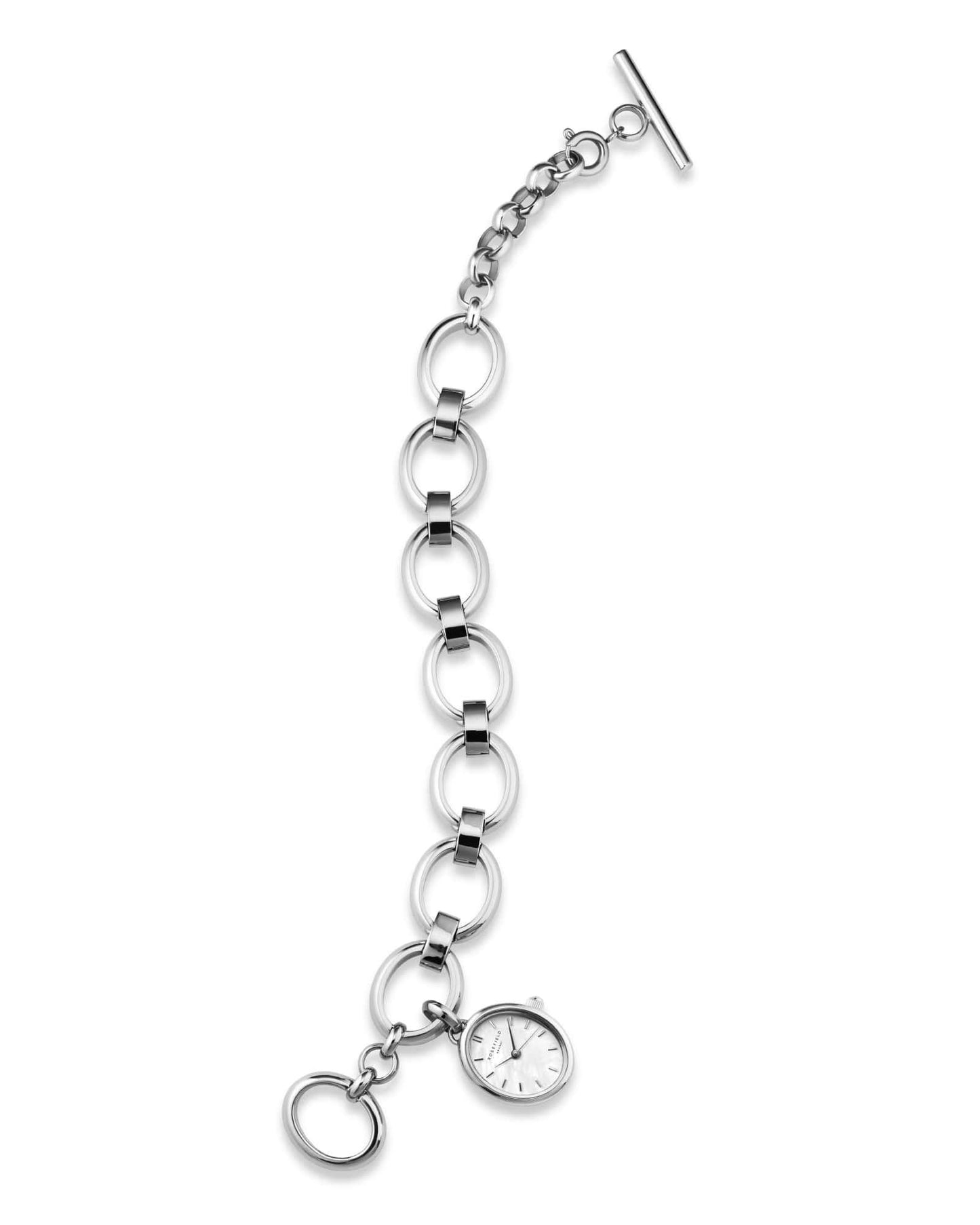 ROSEFIELD Women's Watch The Oval Charm Chain White Silver SWSSS-OV14