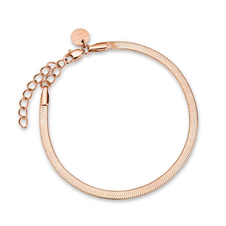 ROSEFIELD Armband Flat Snake Rose-Gold  Edelst. 3mm JTBFS3R-J402